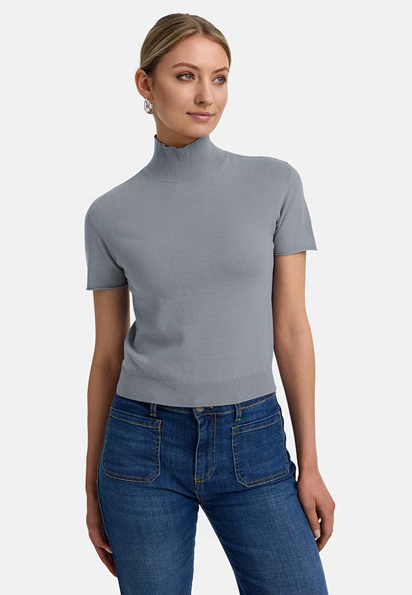 Strickshirt in Viskose-mix | light Grey