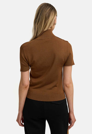Strickshirt in Viskose | Cognac