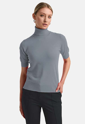 Knitted shirt in viscose mix | light Grey