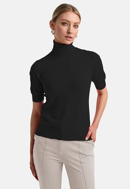 Knitted shirt in viscose mix | Black