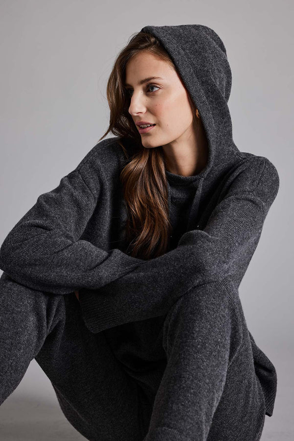 Hoodie in Merino-Wolle | Graphit