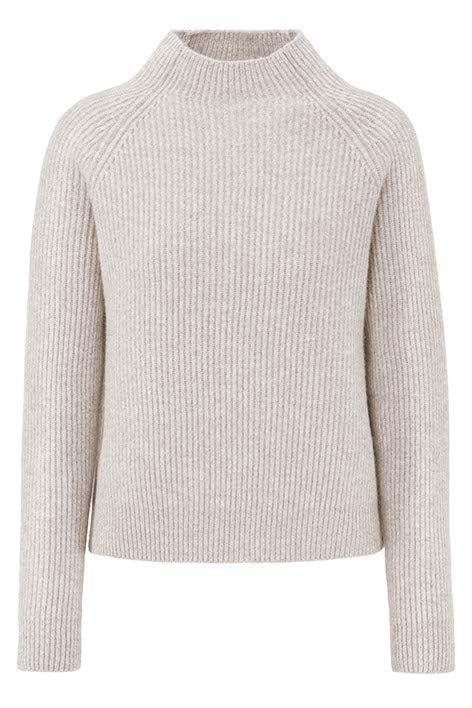 Stehkragenpullover in Merino-Wolle | Creme