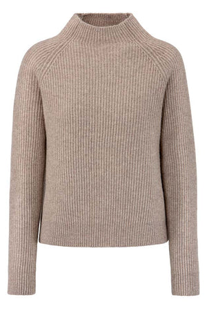 Stehkragenpullover in Merino-Wolle | Taupe