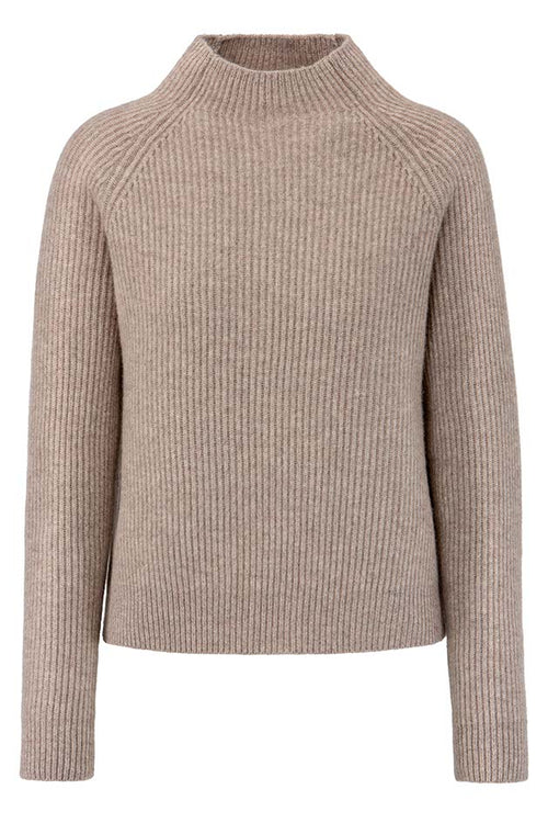 Stehkragenpullover in Merino-Wolle | Taupe