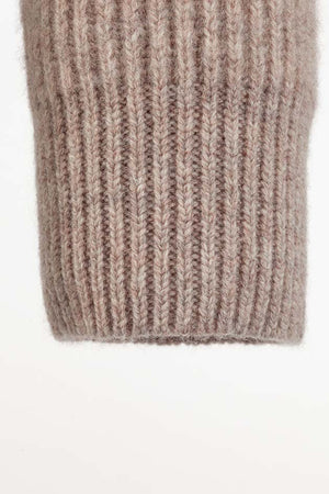 Stehkragenpullover in Merino-Wolle | Taupe