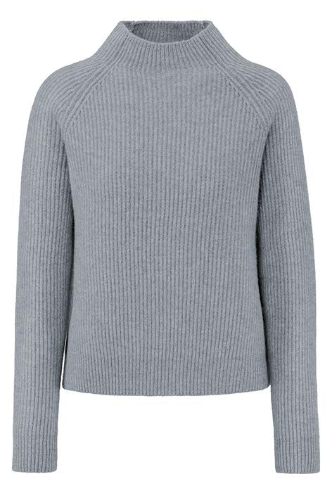Stehkragenpullover in Merino-Wolle | light Grey