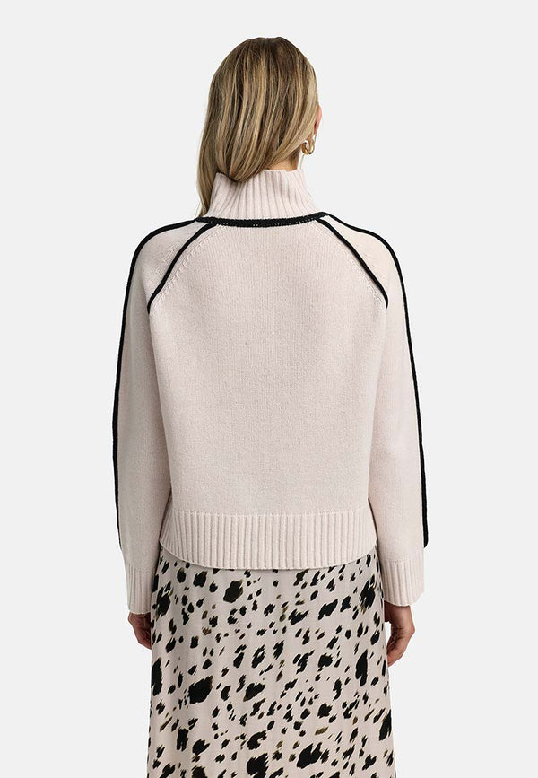 Stehkragenpullover in Merino-Wolle | Creme