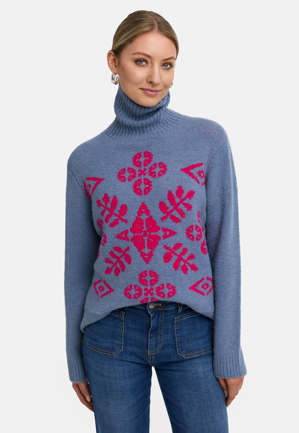 Rollkragenpullover in Alpaka | Retro Blue