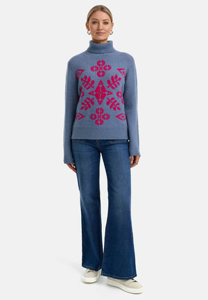 Rollkragenpullover in Alpaka | Retro Blue