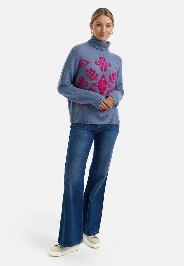 Rollkragenpullover in Alpaka | Retro Blue