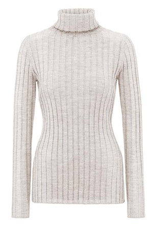 Rollkragenshirt in Merino-Wolle | Creme