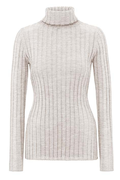 Rollkragenshirt in Merino-Wolle | Creme