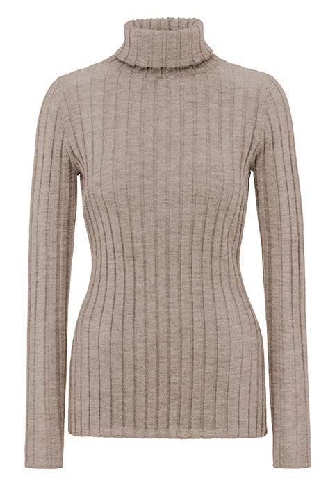 Rollkragenshirt in Merino-Wolle | Taupe