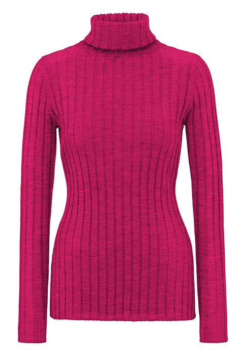 Rollkragenshirt in Merino-Wolle | Pink Berry