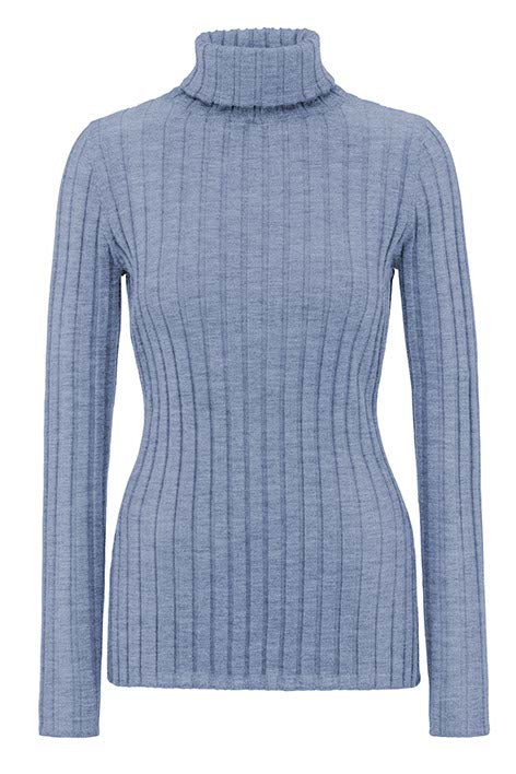 Rollkragenshirt in Merino-Wolle | Retro Blue
