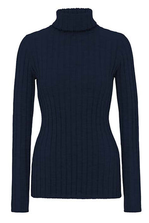 Rollkragenshirt in Merino-Wolle | Navy