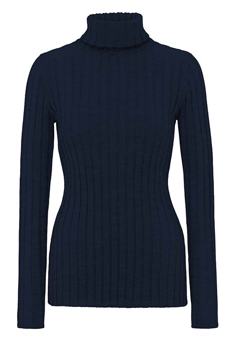 Rollkragenshirt in Merino-Wolle | Navy
