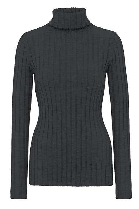 Rollkragenshirt in Merino-Wolle | Graphit