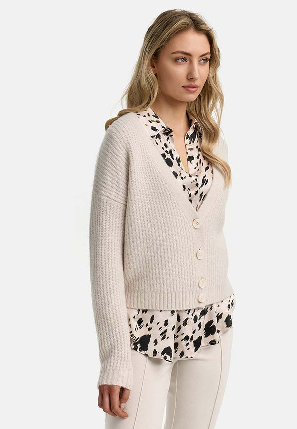 Strickjacke mit Alpaka | Creme