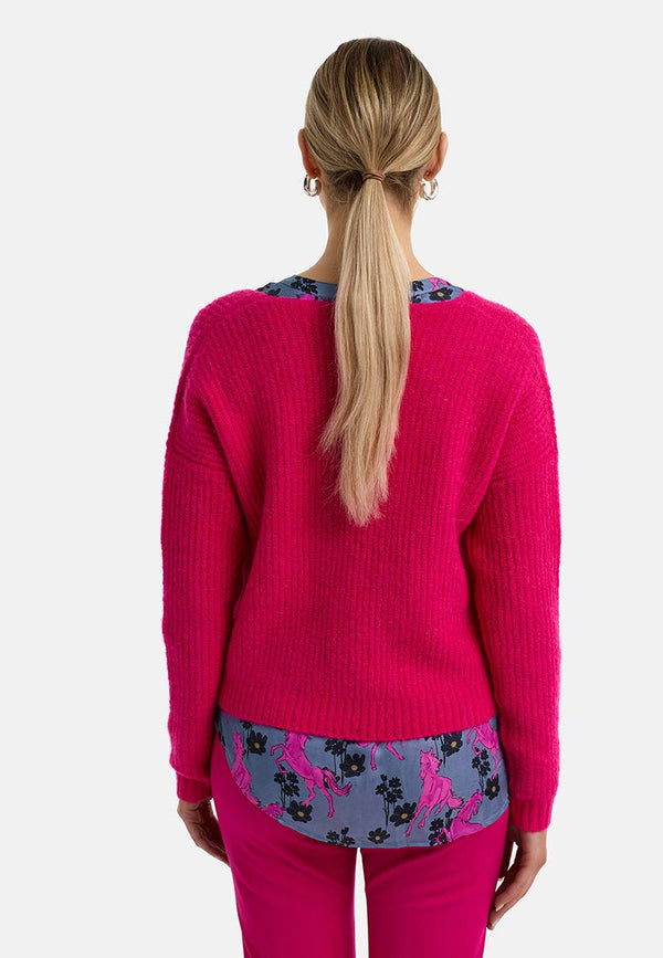 Strickjacke mit Alpaka | Pink Berry