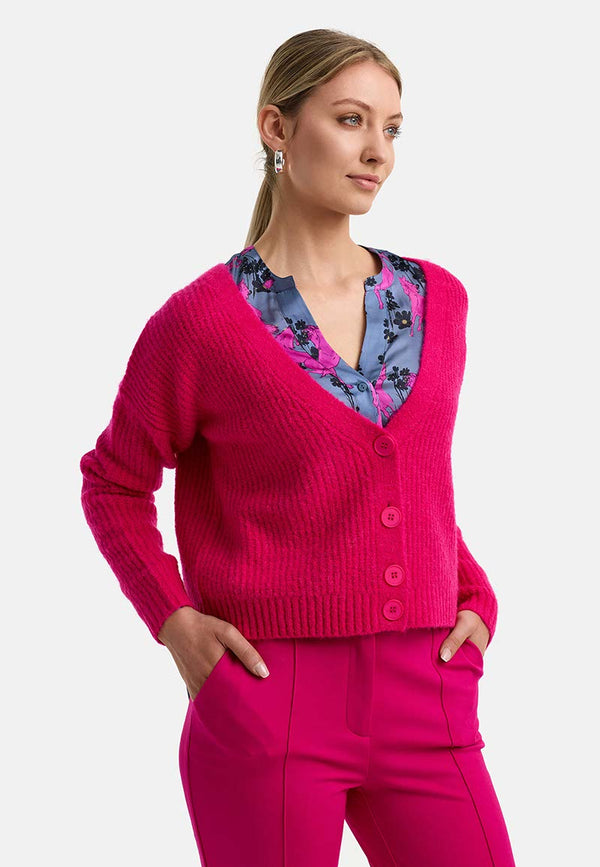 Strickjacke mit Alpaka | Pink Berry