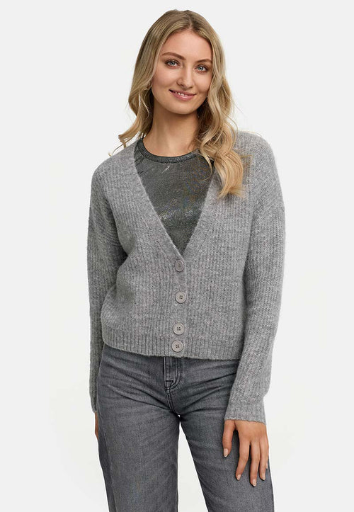 Strickjacke mit Alpaka | light Grey