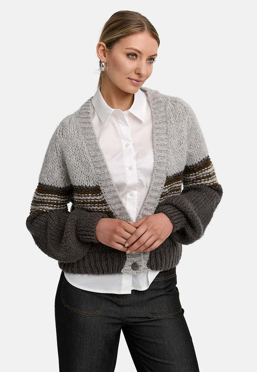 Strickjacke mit Glitzergarn | light Grey