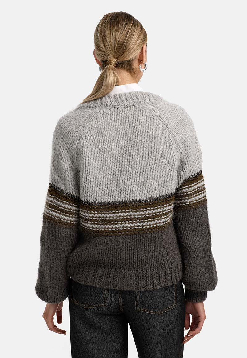 Strickjacke mit Glitzergarn | light Grey
