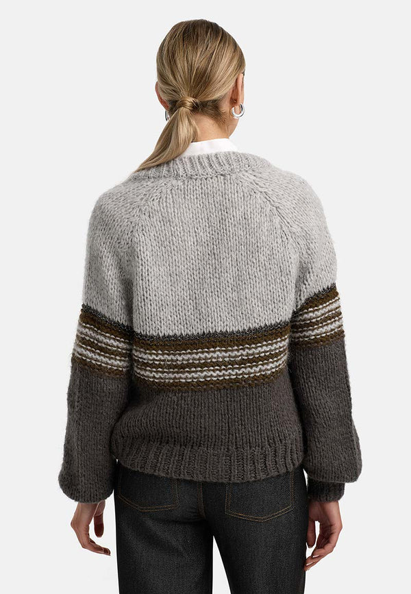 Strickjacke mit Glitzergarn | light Grey