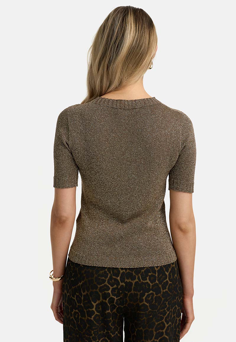 Strickshirt in Glitzergarn | Taupe
