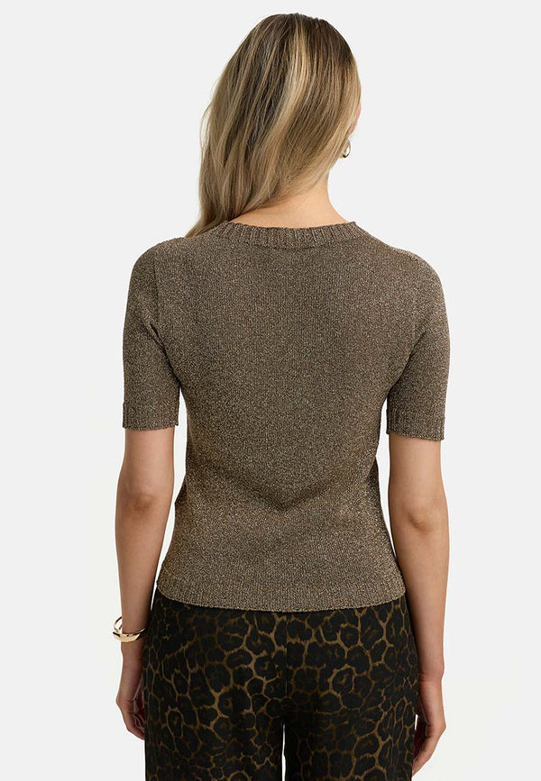 Strickshirt in Glitzergarn | Taupe