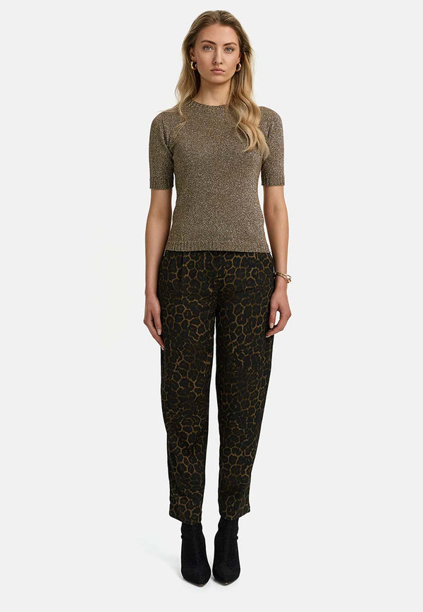 Strickshirt in Glitzergarn | Taupe