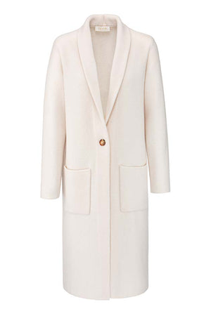 Strickmantel in Merino-Wolle | Creme