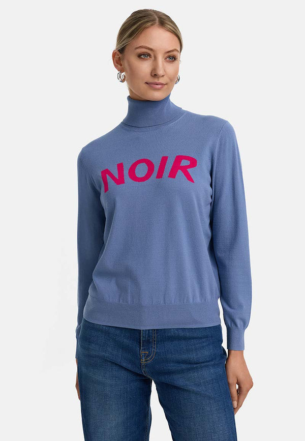 Rollkragenpullover in Viskose-Mix | Retro Blue