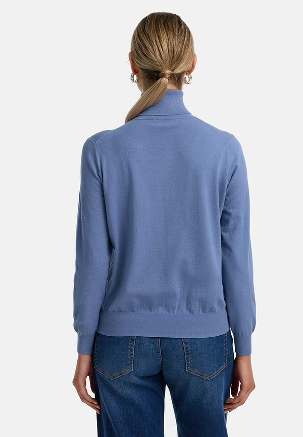 Rollkragenpullover in Viskose-Mix | Retro Blue