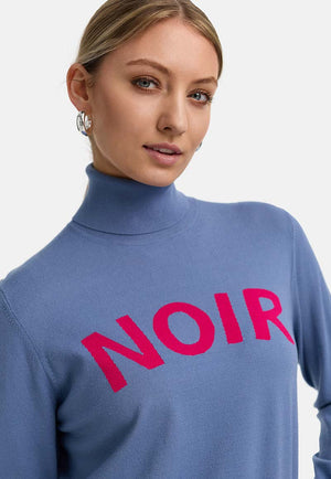 Rollkragenpullover in Viskose-Mix | Retro Blue