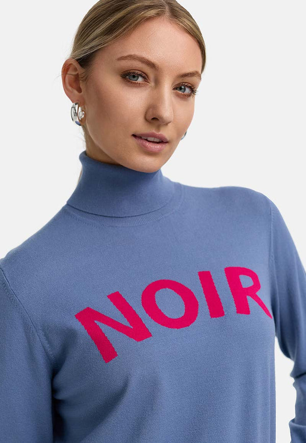 Rollkragenpullover in Viskose-Mix | Retro Blue