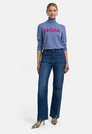 Rollkragenpullover in Viskose-Mix | Retro Blue