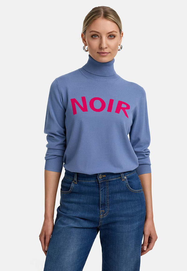 Rollkragenpullover in Viskose-Mix | Retro Blue