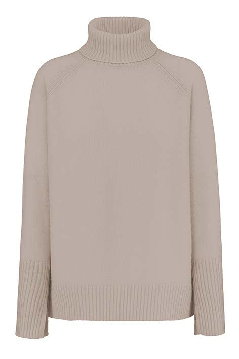 Rollkragenpullover in Merino-Wolle | Taupe