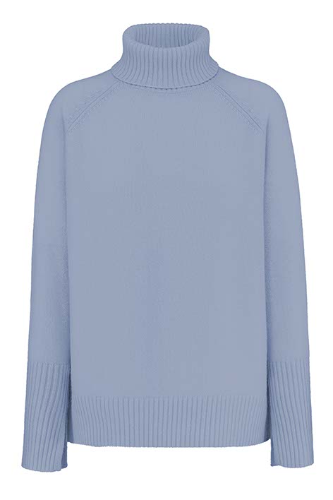 Rollkragenpullover in Merino-Wolle | Retro Blue