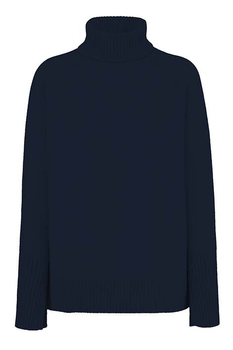 Rollkragenpullover in Merino-Wolle | Navy
