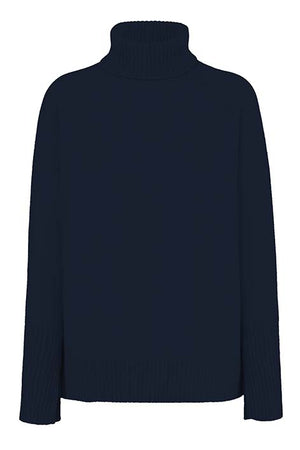 Rollkragenpullover in Merino-Wolle | Navy