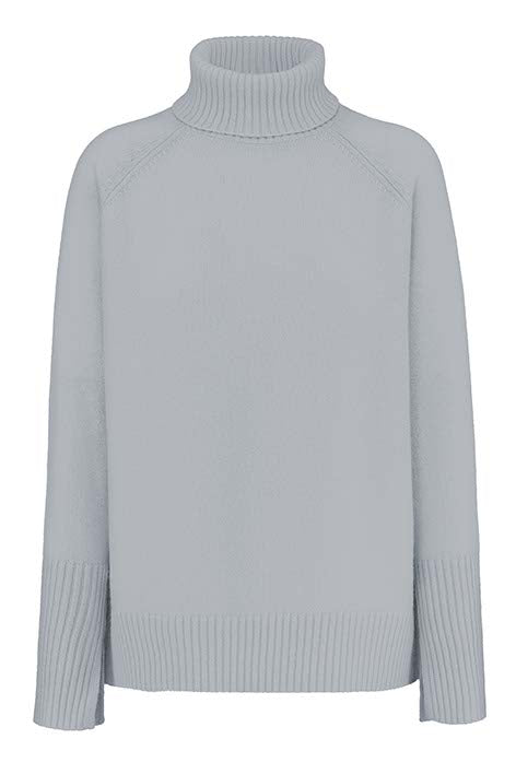Rollkragenpullover in Merino-Wolle | light Grey