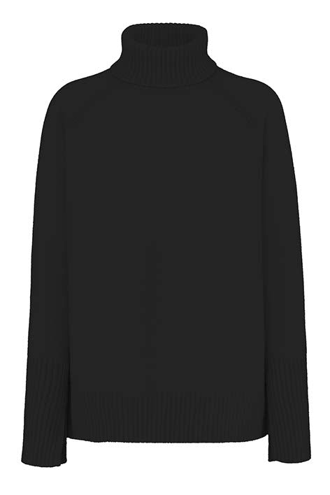 Rollkragenpullover in Merino-Wolle | Black