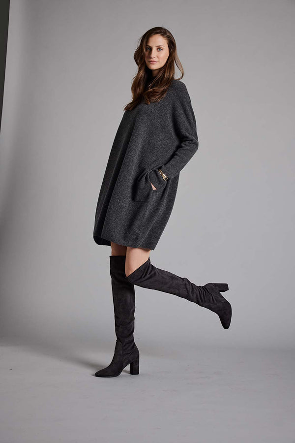 Strickkleid in Merino-Wolle | Graphit