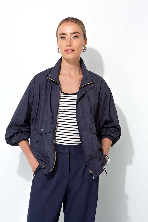 Kurzjacke in Nylon Taft | Navy