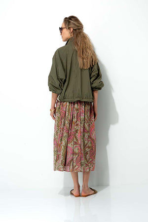 Kurzjacke in Nylon Taft | Khaki