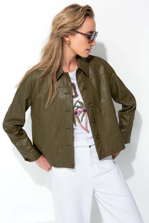 Kurzjacke aus veganem Leder