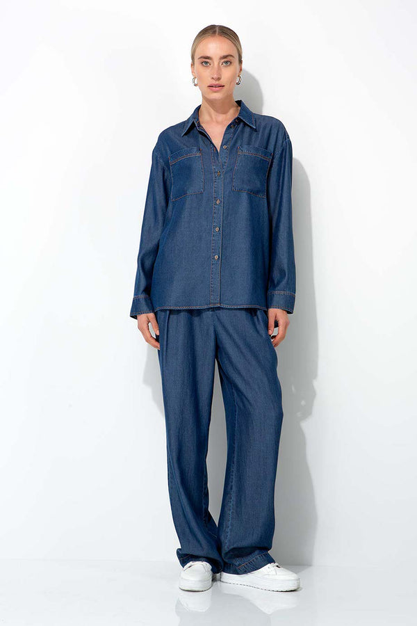 Hemdbluse in Lyocell Denim